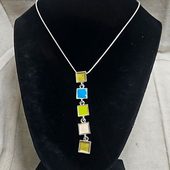 Vintage Y2K  Butterfly Festoon  Necklace Mosaic Tile 3 Piece Crystal Set - Picture 9 of 13